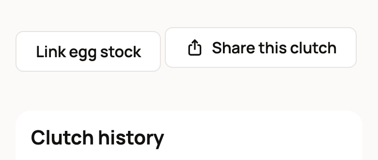 Share this clutch button near the bottom of a clutch page