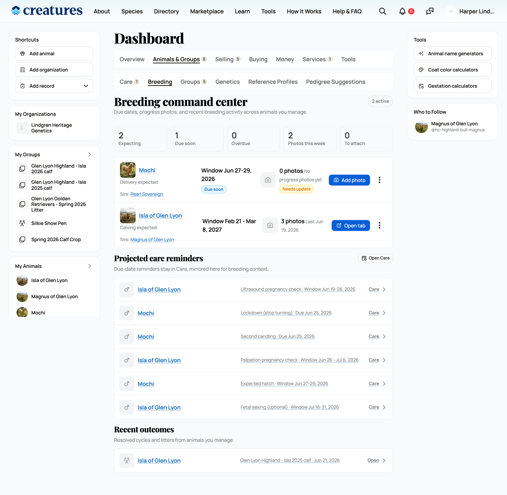 The breeding dashboard