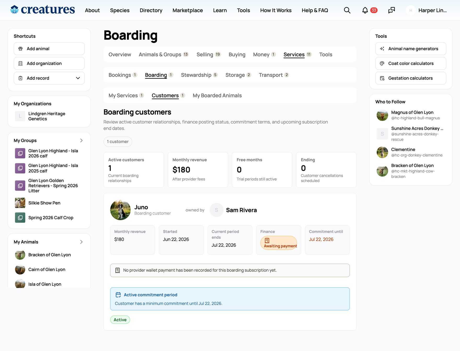 Your active boarding customers