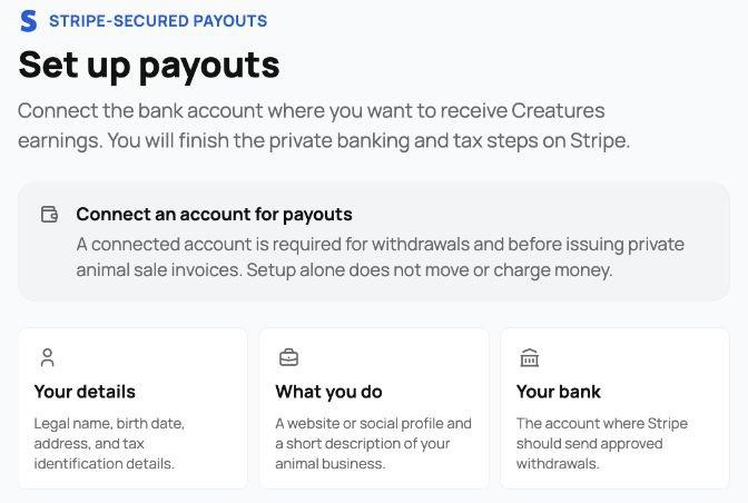 Personal payout setup explaining what to have ready