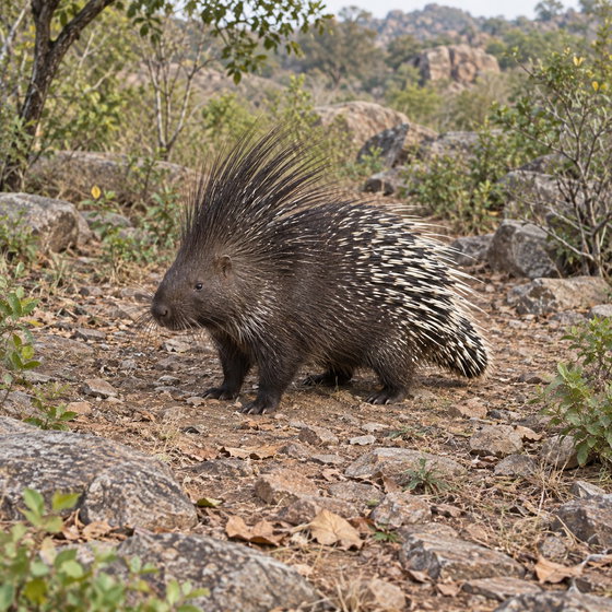 Indian crested porcupine