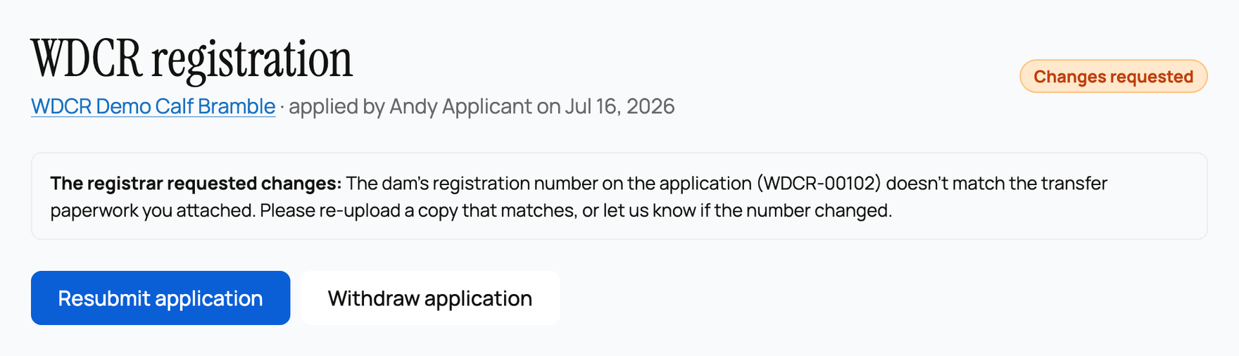 Your application detail