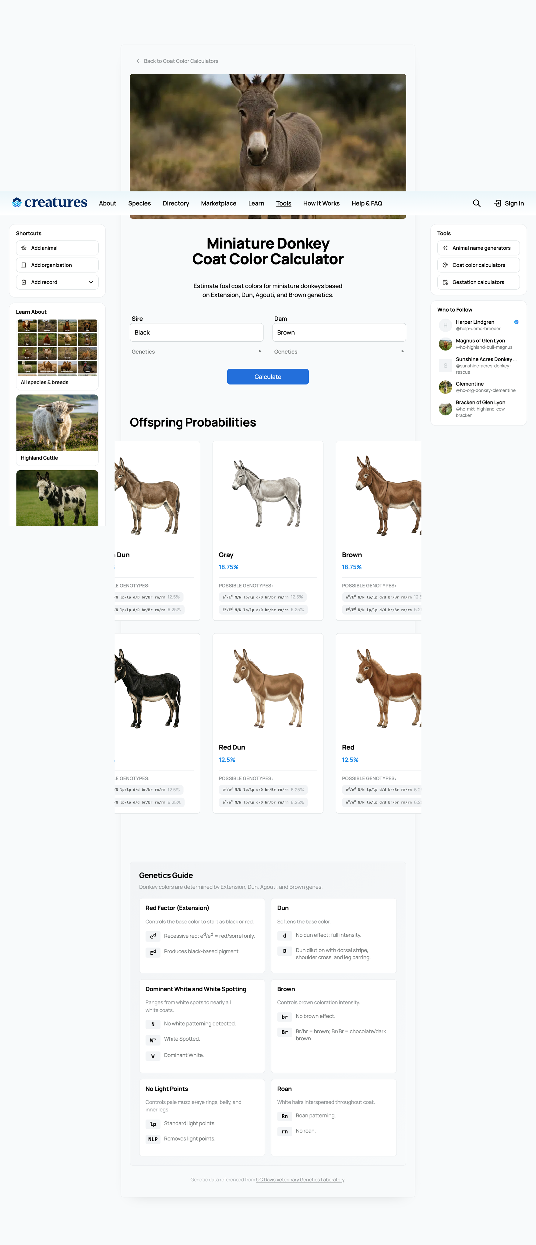 A donkey outcome card with its image carousel of visual variants
